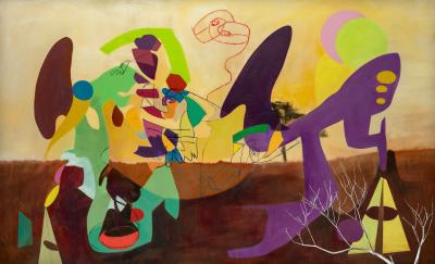 Isabel Brinck Abstract Painting on Canvas Titled Squirrel Whisperer 