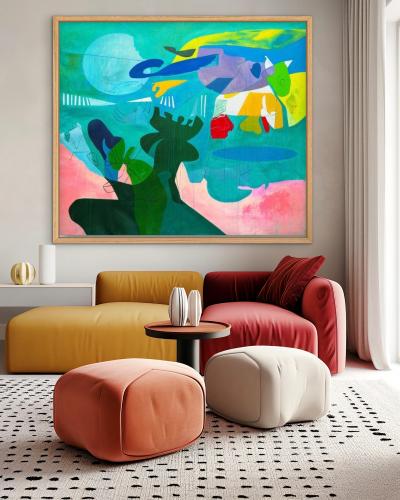 Isabel Brinck Original Abstract Painting on Canvas Titled Rain Check 