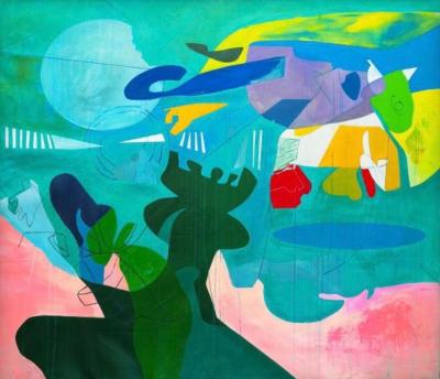 Isabel Brinck Original Abstract Painting on Canvas Titled Rain Check 