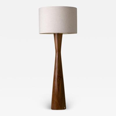 Isabel Moncada Modern Floor Lamp Rosa Morada Natural Wood Ivory Fiberglass Shade