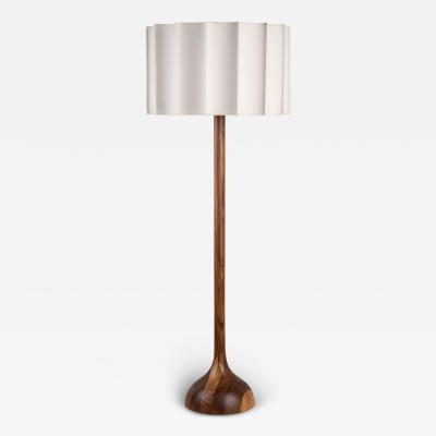 Isabel Moncada Organic Modern Floor Lamp Natural Wood Handmade Ivory Fluted Shade