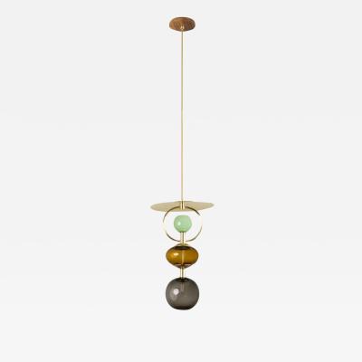 Isabel Moncada VITRA AMBER pendant light Brushed Brass Blown Glass Globes Amber