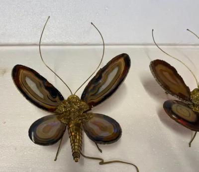 Isabelle Faure 1970 Pair Of Butterfly Sconces In Bronze Or Brass Duval Brasseur Or I Faure