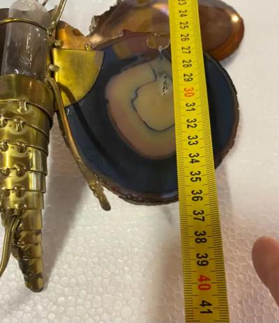 Isabelle Faure 1970 Pair Of Butterfly Sconces In Bronze Or Brass Duval Brasseur Or I Faure