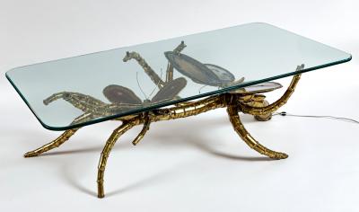 Isabelle Faure Large French Agate Butterfly Low Table Designed By Isabelle Faure