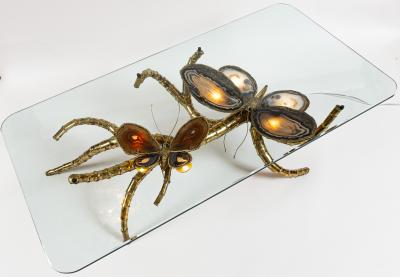 Isabelle Faure Large French Agate Butterfly Low Table Designed By Isabelle Faure