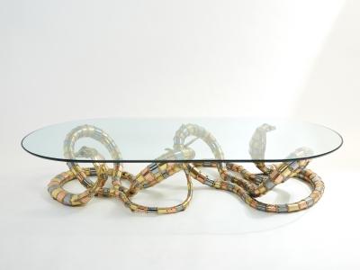 Isabelle Faure Signed Isabelle Faure cobra sculpture XL coffee table 1970s