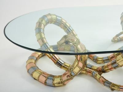 Isabelle Faure Signed Isabelle Faure cobra sculpture XL coffee table 1970s
