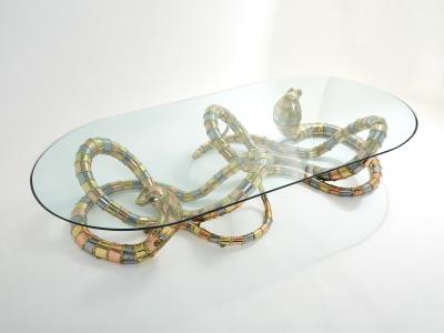 Isabelle Faure Signed Isabelle Faure cobra sculpture XL coffee table 1970s