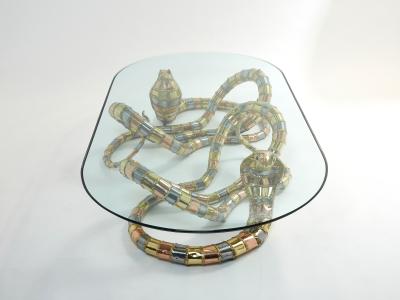 Isabelle Faure Signed Isabelle Faure cobra sculpture XL coffee table 1970s