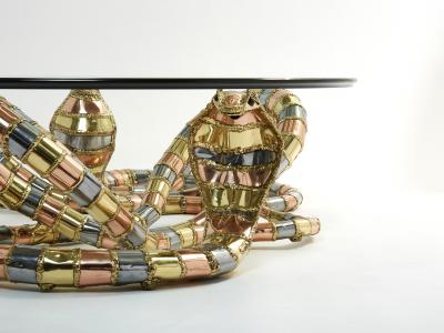 Isabelle Faure Signed Isabelle Faure cobra sculpture XL coffee table 1970s