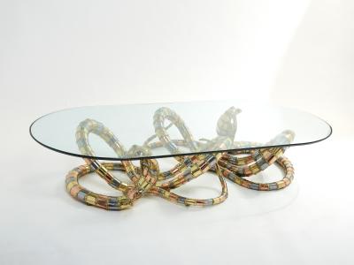 Isabelle Faure Signed Isabelle Faure cobra sculpture XL coffee table 1970s