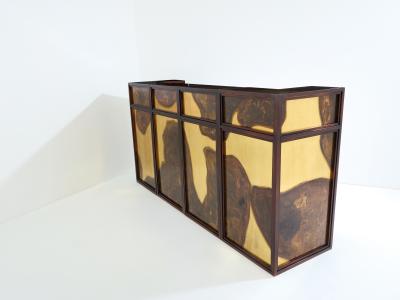 Isabelle Masson Faure Isabelle and Richard Faure oxidized brass bar cabinet counters 1970s