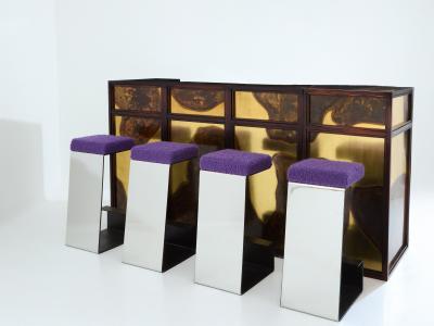 Isabelle Masson Faure Isabelle and Richard Faure oxidized brass bar cabinet counters 1970s