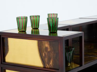 Isabelle Masson Faure Isabelle and Richard Faure oxidized brass bar cabinet counters 1970s