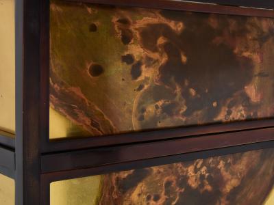 Isabelle Masson Faure Isabelle and Richard Faure oxidized brass bar cabinet counters 1970s