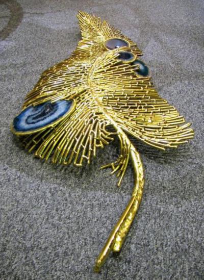 Isabelle Masson Faure Peacock feather wall lamp by Isabelle Masson Faure France circa 1980