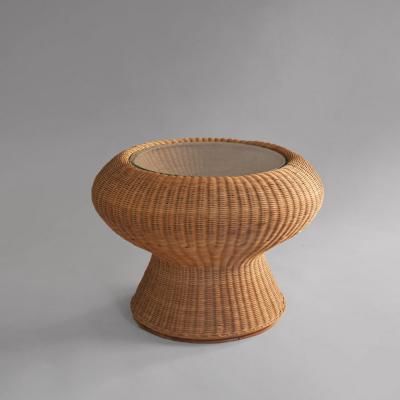 Isamu Kenmochi Rattan Table with Glass Top