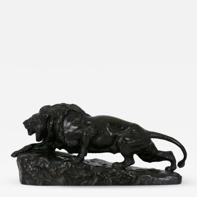 Isidore Bonheur Lion L Affut French Bronze Sculpture by Isidore Jules Bonheur Peyrol