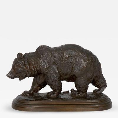 Isidore Bonheur Walking Bear French Bronze Sculpture by Isidore Bonheur Peyrol