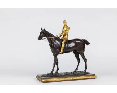 Isidore Jules Bonheur A Rare Gilt and Patinated Bronze Jockey on A Horse