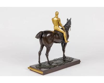 Isidore Jules Bonheur A Rare Gilt and Patinated Bronze Jockey on A Horse