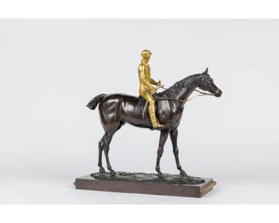 Isidore Jules Bonheur A Rare Gilt and Patinated Bronze Jockey on A Horse