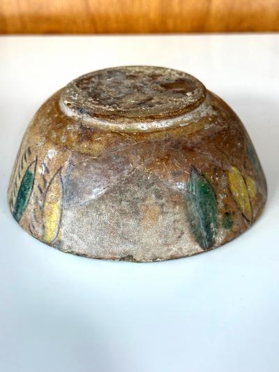 Islamic Buff Ware Slip Paint Ceramic Bowl with Animate Design Nishapur