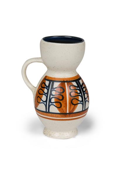 Israeli Mid Century Lapid Glazed Round Top Pitcher