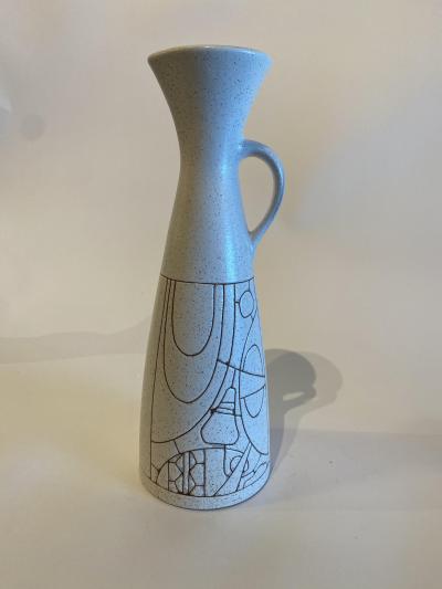 Israeli Mid Century Lapid Sgraffito Glazed Ceramic Pitcher