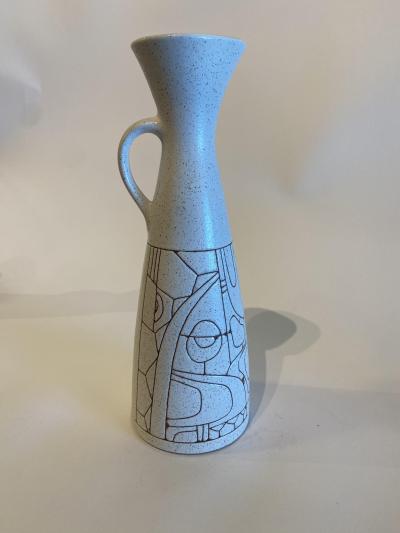 Israeli Mid Century Lapid Sgraffito Glazed Ceramic Pitcher