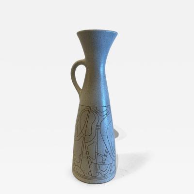 Israeli Mid Century Lapid Sgraffito Glazed Ceramic Pitcher