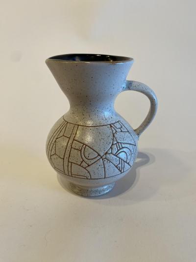 Israeli Mid Century Lapid Sgraffito Glazed Ceramic Pitcher