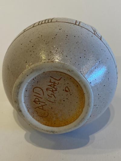 Israeli Mid Century Lapid Sgraffito Glazed Ceramic Pitcher