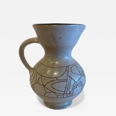Israeli Mid Century Lapid Sgraffito Glazed Ceramic Pitcher
