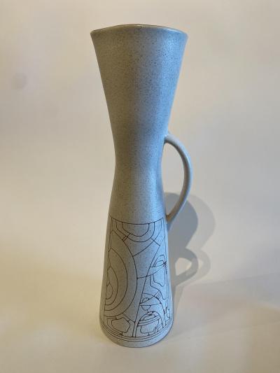 Israeli Mid Century Lapid Sgraffito Glazed Ceramic Pitcher