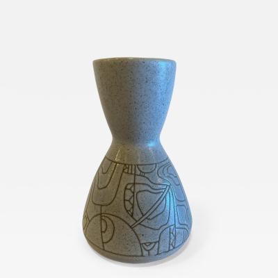 Israeli Mid Century Lapid Sgraffito Glazed Ceramic Vase