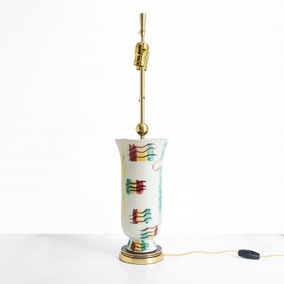 Issac Grunwald ISAAC GR NEWALD HAND PAINTED CERAMIC LAMP FOR RORSTRAND 1940S