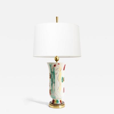 Issac Grunwald ISAAC GR NEWALD HAND PAINTED CERAMIC LAMP FOR RORSTRAND 1940S