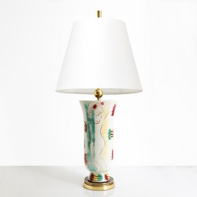 Issac Grunwald ISAAC GR NEWALD HAND PAINTED CERAMIC LAMP FOR RORSTRAND 1940S