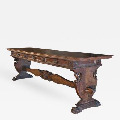 Italian 16th Century Renaissance Walnut Library Center Console Table