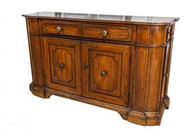 Italian 1700s Walnut Credenza with Four Drawers Four Doors and Pilasters
