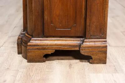 Italian 1700s Walnut Credenza with Four Drawers Four Doors and Pilasters
