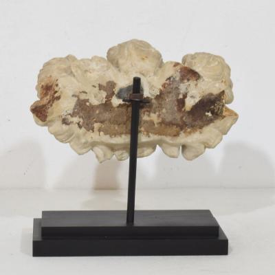 Italian 17th 18th Century Carved White Marble Winged Angel Heads Ornament