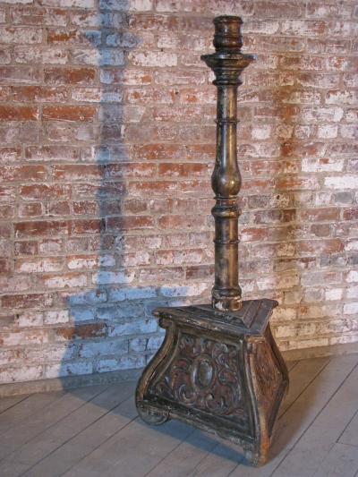 Italian 17th Century Baroque Tall and Painted Torche re