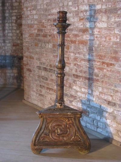 Italian 17th Century Baroque Tall and Painted Torche re