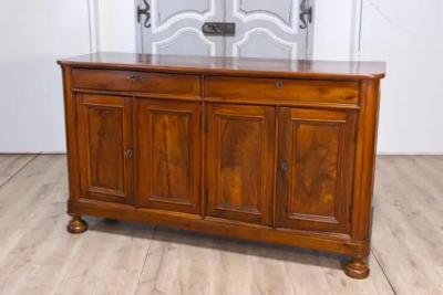 Italian 17th Century Walnut Buffet with Drop Front Hidden Drawers and Two Doors