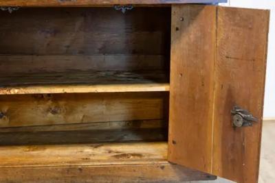 Italian 17th Century Walnut Buffet with Drop Front Hidden Drawers and Two Doors