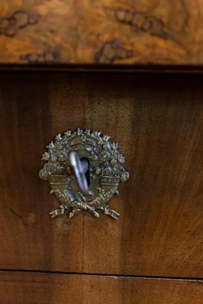 Italian 17th Century Walnut Buffet with Drop Front Hidden Drawers and Two Doors