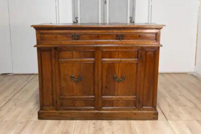 Italian 17th Century Walnut Buffet with Drop Front Hidden Drawers and Two Doors